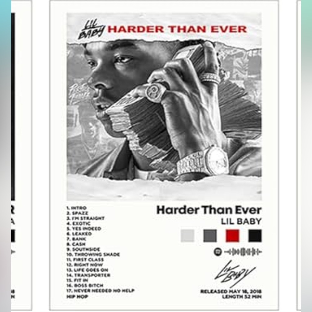 Lil Baby Harder Than Ever Canvas Poster signed limited album cover